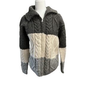 Quichua Creations Hand Knit 100% Wool Zip Sweater Native Style M/L
